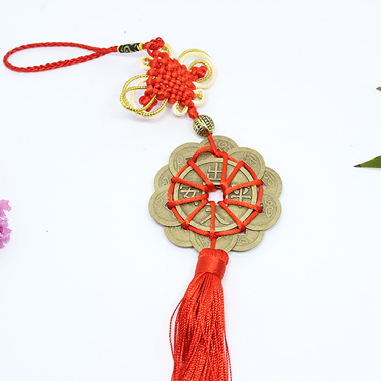 合金十帝铜钱汽车挂件出入平安手编中国结流苏挂件便宜小挂件礼品|ru