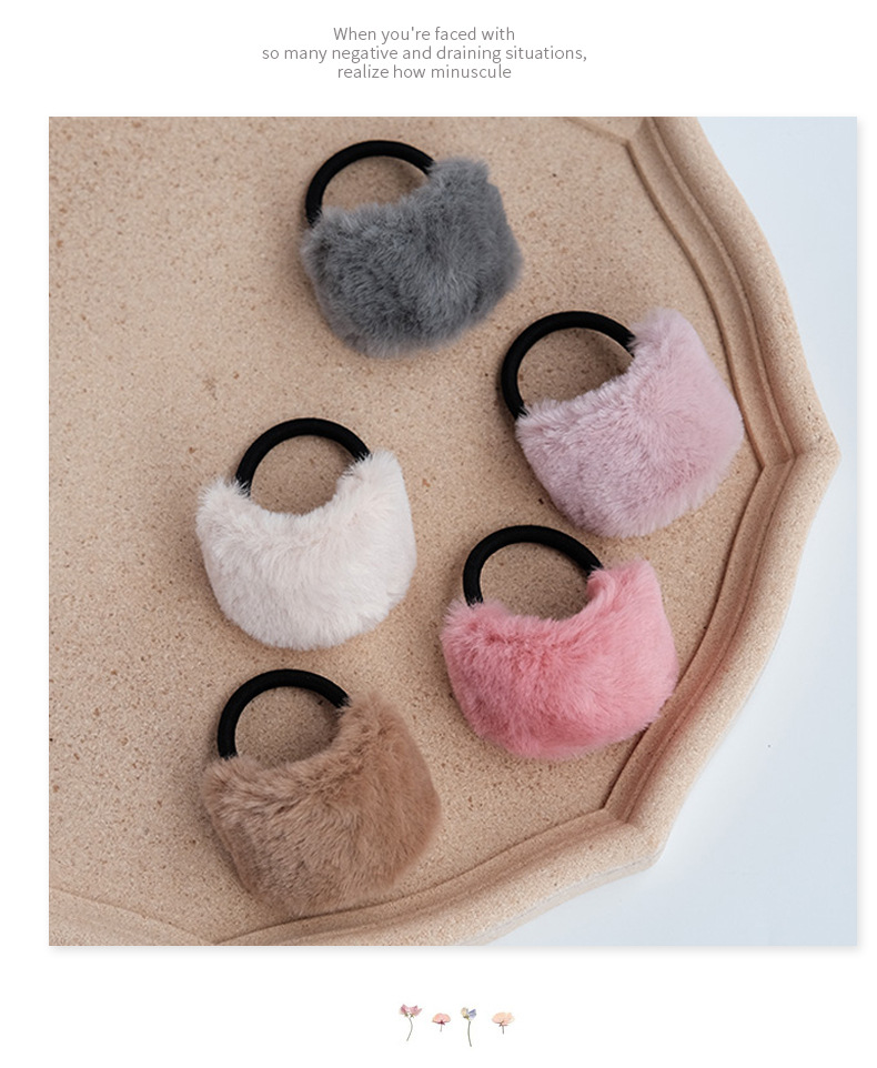 9g Weight Headwear Classification Women'S Gender Candy Color Imitation Rabbit Fur Ponytail Hair Rope 6