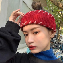韩国针织束发带女网红头饰日常外戴毛线发箍秋冬保暖外出头巾发套