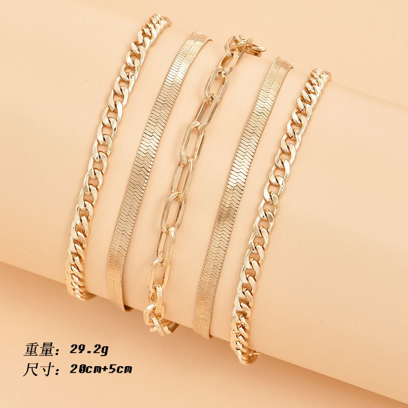 Women's Multi-layer Metal Chain Bead Popular Fashion Anklet Set display picture 4