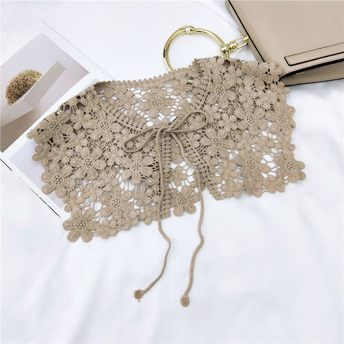 Floral lace cotton waistcoat shawl for women spring and summer Korean style hollow shoulder knotted shoulder scarf versatile decoration