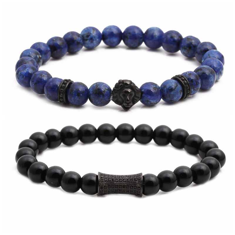 Fashion Blue Dot Stone Bright Stone Lion Head Small Waist Beaded Diy Bracelet Set Wholesale Nihaojewelry display picture 3