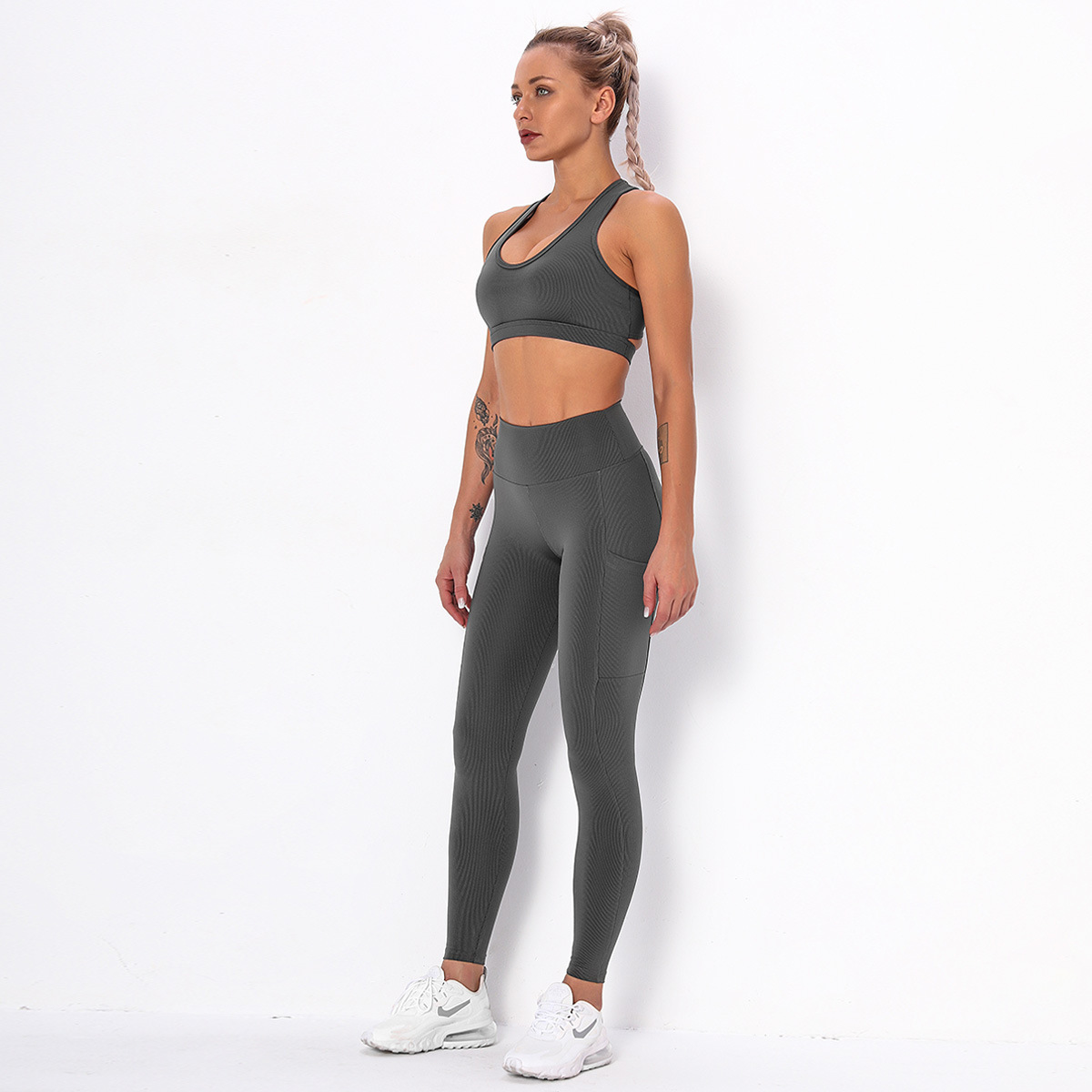 seamless knitted tight-fitting sports yoga clothes  NSLX12847