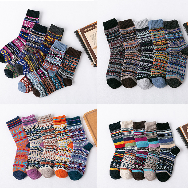 Winter New Amazon Foreign Trade Socks Women's Thickened Thick Line Ethnic Rabbit Wool Socks Men's European and American Women's Socks Winter New Amazon Foreign Trade Socks Women's Thickened Thick Line Ethnic Rabbit Wool Socks Men's European and American Women's Socks