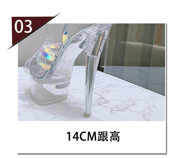 Giày sandal nữ gót nhọn trong suốt pha lê quai chéo mùa hè — Màu bạc, Màu vàng sâm panh chi tiết 8