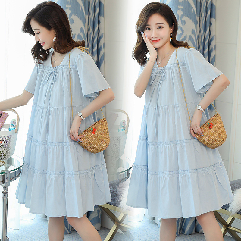 Late Pregnancy Fashion Trendy Mom Pregnant Women's Dress Cotton Summer New Loose Large Size Pregnant Women's Dress Princess Dress Super Fairy
