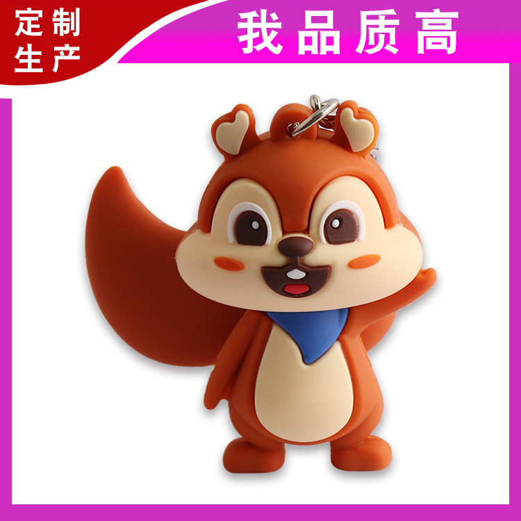 Drop glue PVC three-dimensional cartoon doll soft glue 3D key chain decoration enterprise high-end gift logo 3d