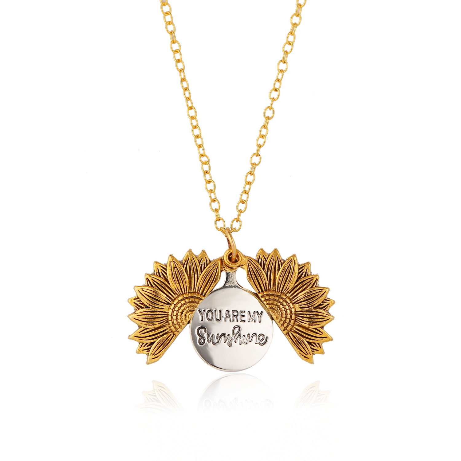 New fashion double-layer lettering sunflower necklace alloy flowers short neck chain women wholesale