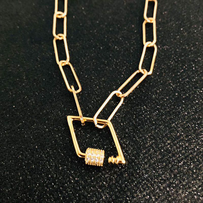 hot sale geometric link buckle fashion alloy clavicle chain pendant necklace