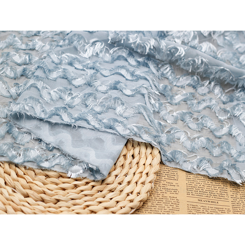 波流蘇亮糸カット花縞生地シフォン生地春夏女装上着ワンピースファッション生地