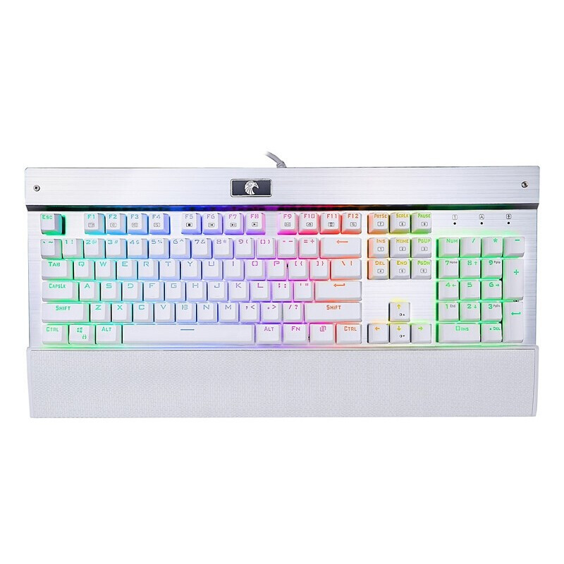 E元素Z-77彩虹七色背光机械键盘自定义青轴104键机械键盘大手托
