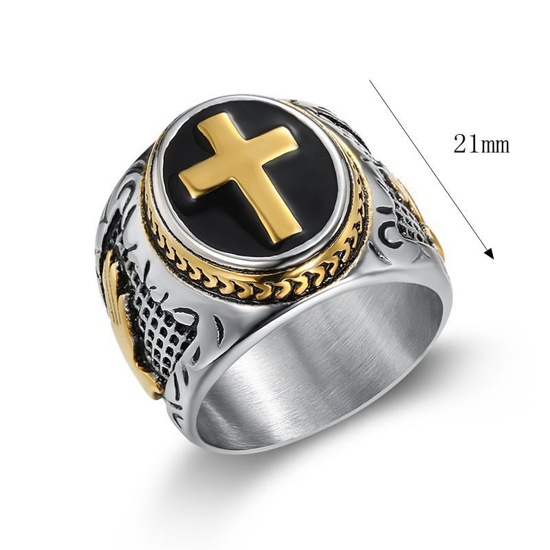 22g Weight Rings Classification 1 Piece Hip-hop Cross Titanium Steel Plating Men's Rings