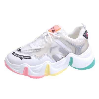 超火老爹鞋女ins潮2020新款春季学生百搭彩虹厚底透气运动休闲鞋|ms