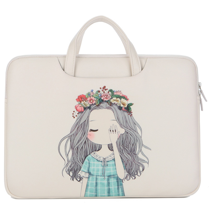 Pattern computer bag women's portable cute little fresh PU leather 14 inch 15.6 Apple Lenovo Asus Dell