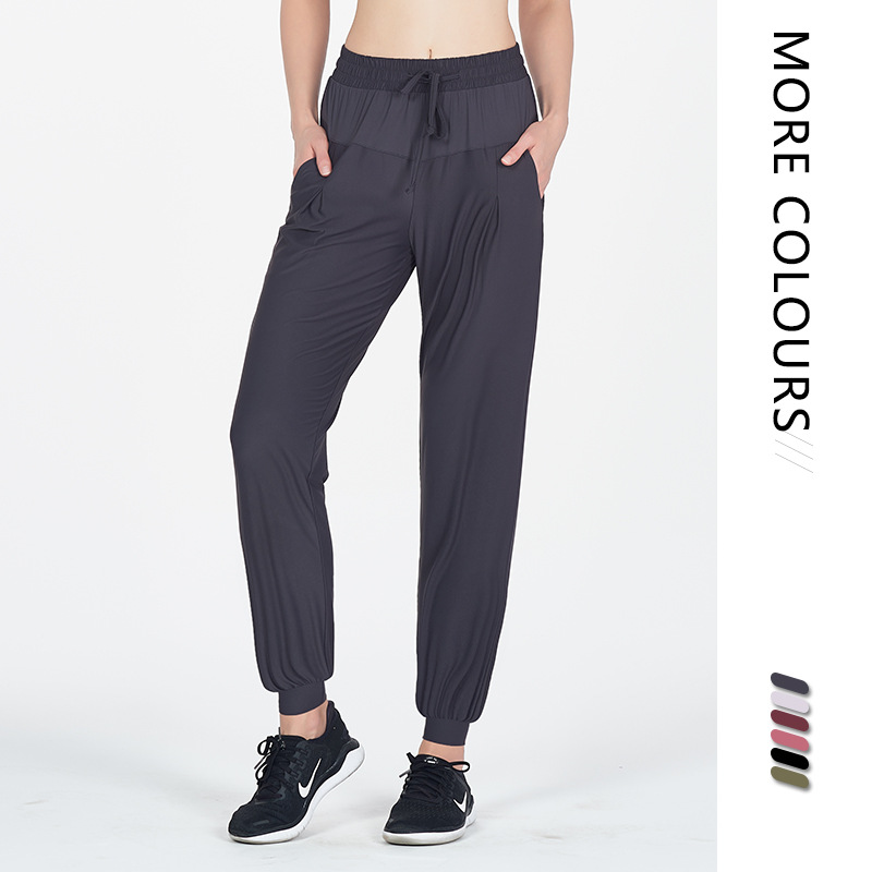 summer Solid Easy motion Yoga suit Gym run Casual pants ventilation Show thin Frenum trousers