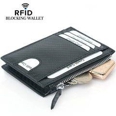 Factory direct sales new rfid zipper coin purse carbon fiber pattern credit card holder multifunctional coin coin purse 5