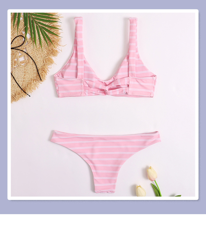 pink striped split swimsuit NSALS50339