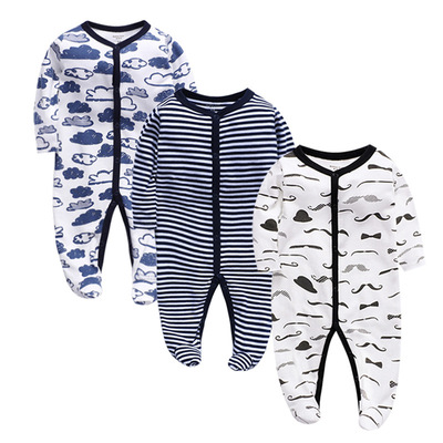 Spring and autumn payment baby Long sleeve one-piece garment pure cotton baby Bag feet Climbing clothes INS Explosive money children Jumpsuit Cross border