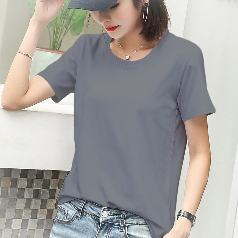 Autumn cotton solid short trend T-shirt, Korean style, oversize, plus size 4