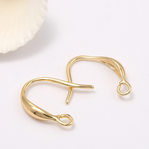 Copper plated 14k real gold glossy diy earring accessories Korean style new simple versatile ear hook jewelry wholesale