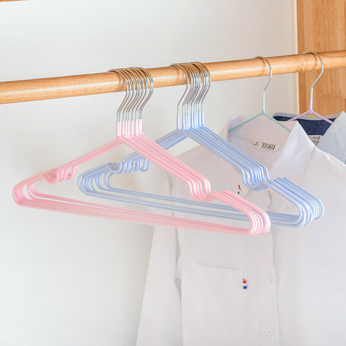 Household plastic-impregnated clothes hangers for drying, non-slip stainless steel clothes hangers, traceless clothes drying racks, creative metal clothes hangers