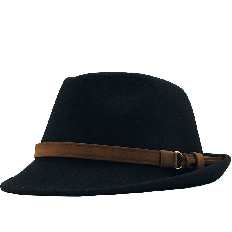 Unisex Retro Solid Color Flat Eaves Fedora Hat display picture 2