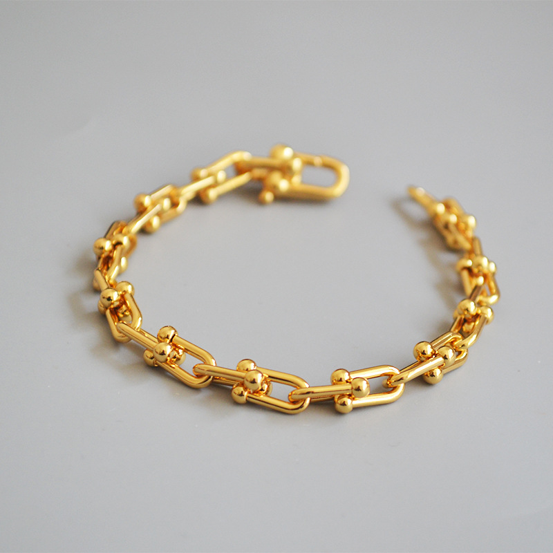 Casual Simple Style U Shape Brass Plating Bracelets 1 Piece display picture 4