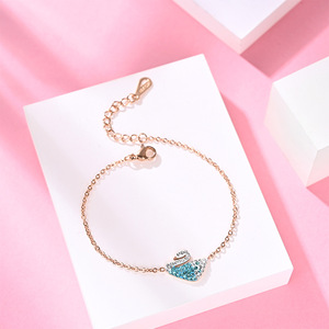 抖音同款18k玫瑰金钛钢天鹅手链女 锁骨链网红手饰品厂家批发