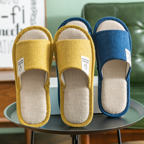 Slip-on sandals for women summer home indoor anti-slip all-season universal for men spring and autumn home linen slippers cotton linen fabric