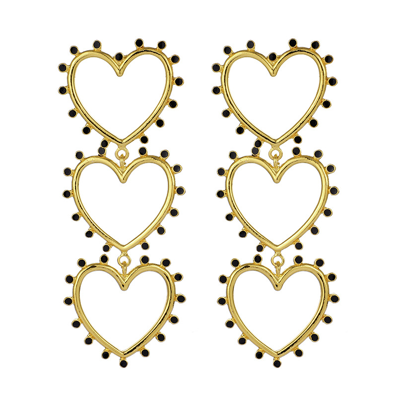 Pendientes Exagerados Pendientes De Amor De Diamantes De Aleación De Moda Retro Pendientes De Corazón De Metal Populares Al Por Mayor Nihaojewelry display picture 12