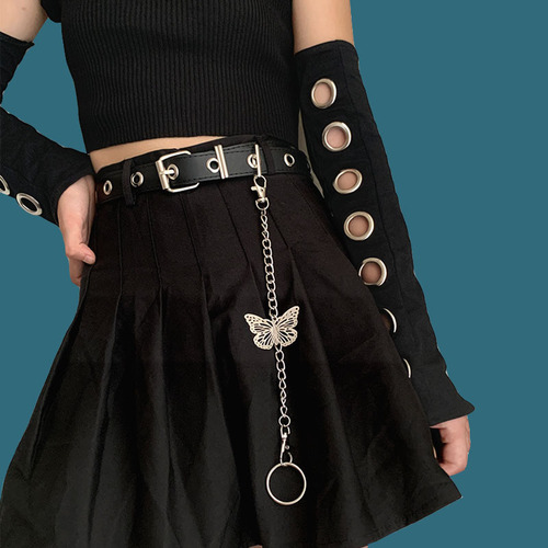 Wholesale punk style belt, women's belt, fashionable and versatile trouser belt, chain denim student decoration, trendy personality