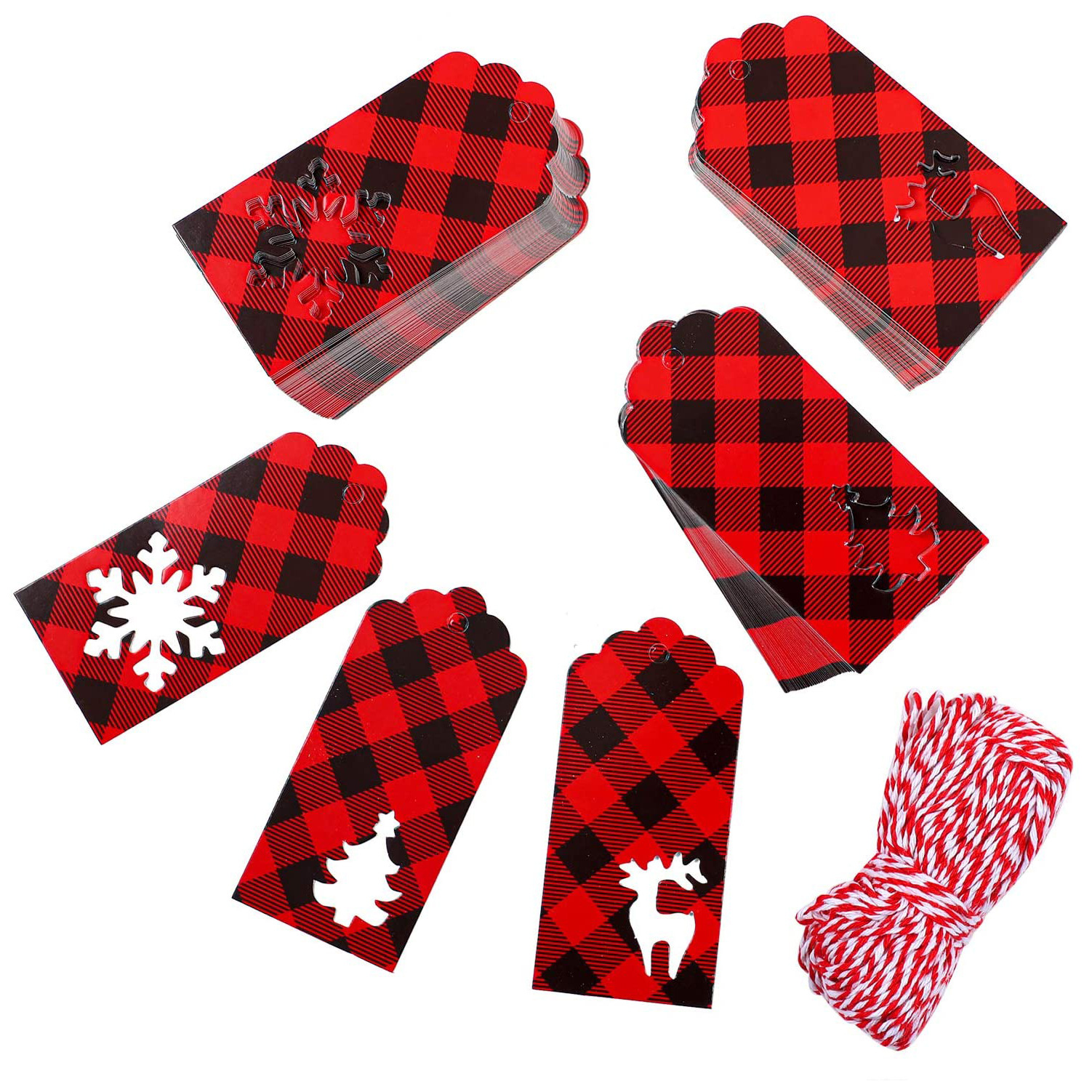 圣诞节吊卡牌 伐木工人麋鹿雪花空白牛皮纸礼品包装礼物装饰卡片