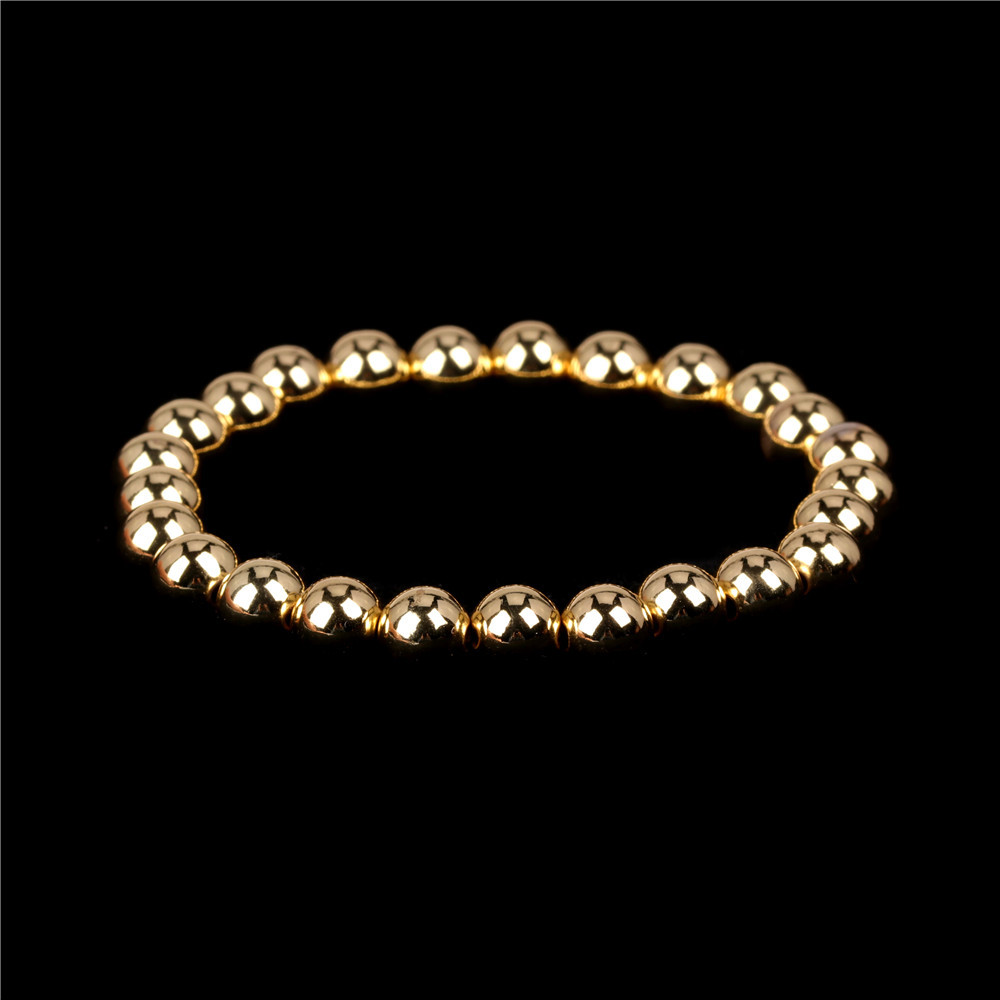 New Popular Beaded Stretch Bracelets Color Preservation Plating 8mm Copper Bead Bracelet Wholesale display picture 6