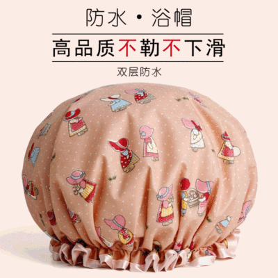 廠家直銷創意款女卡通可愛韓國寶寶洗發帽 雙層防水淋浴帽eva浴帽