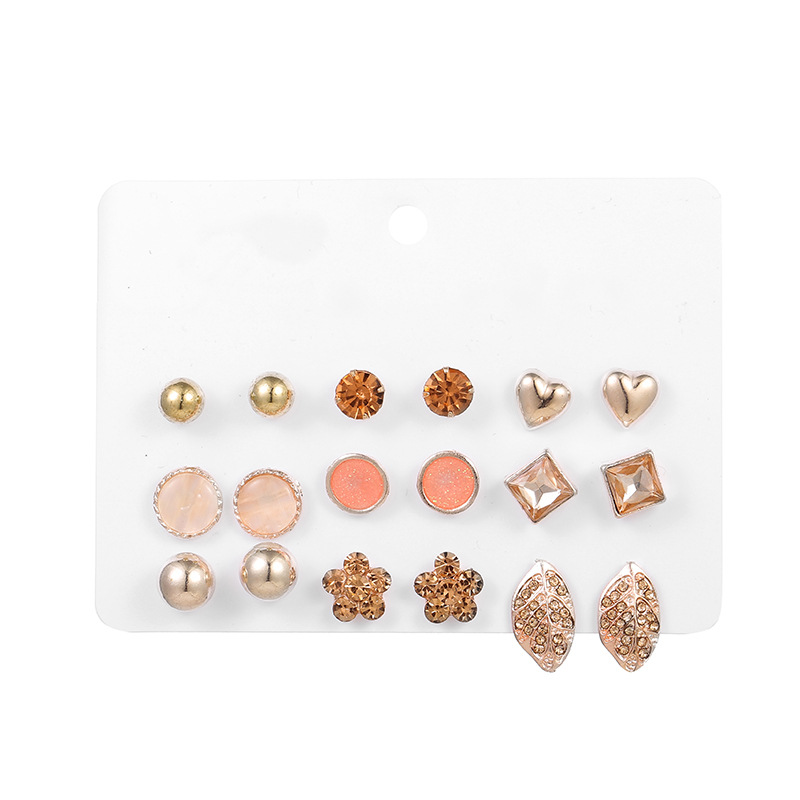Geometric Plating Alloy Artificial Gemstones Earrings Ear Studs display picture 13