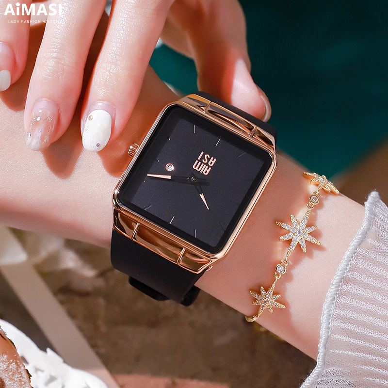 簡約氣質情侶對表小衆手表女抖音輕奢大表盤方形時尚ins風