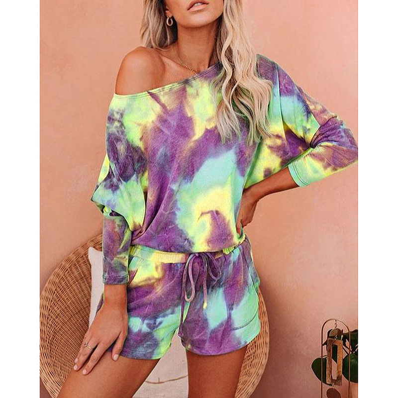 hot style women's summer loose printing home wear casual suit NSKX5973