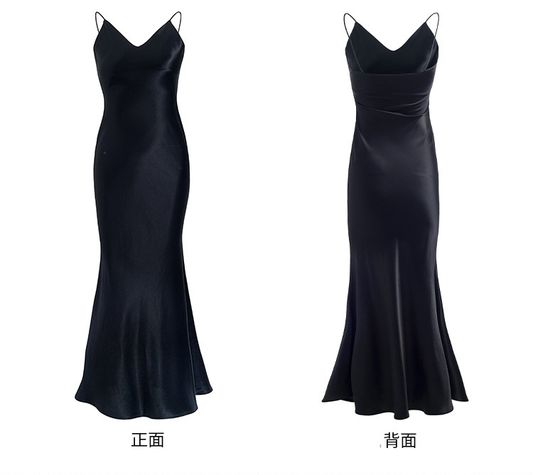 2020醋酸面料名媛气质连衣裙女性感露背吊带长裙优雅气质鱼尾裙