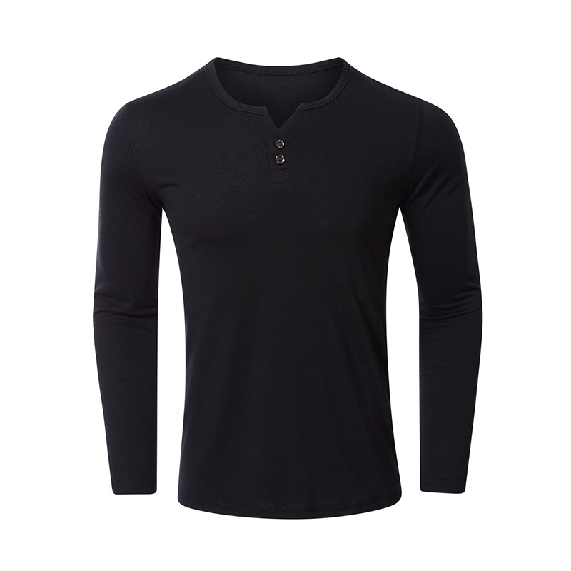 Men's Long Sleeve Base Layer T-shirt Solid Colour Autumn Winter_voghion.com