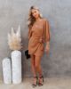 Solid round neck irregular Chiffon mid sleeve lace up mid waist Jumpsuit mid skirt