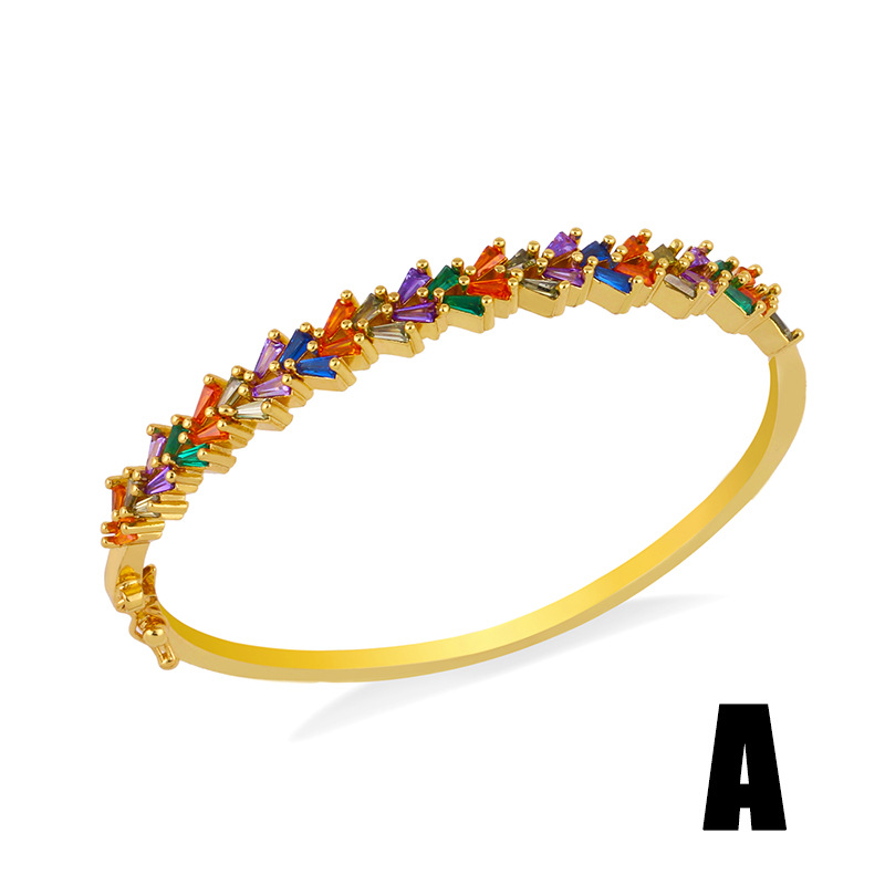 Color zircon bracelet women original fashion colorful geometric open bracelet boutique jewelry whole