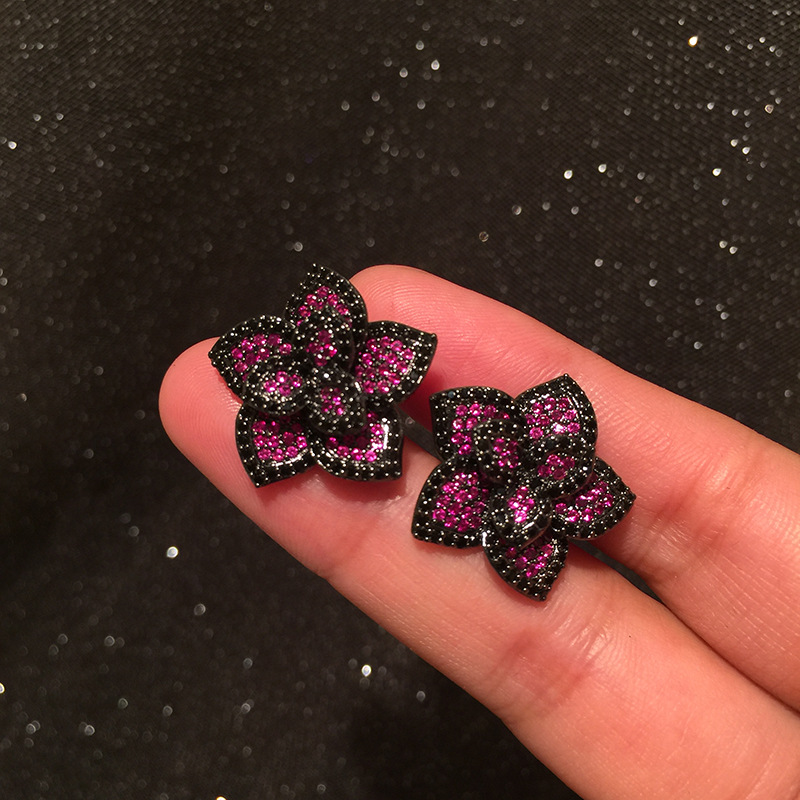 Boucles D'oreilles Camélia Violet Petites Et Simples Boucles D'oreilles Fleur Boucles D'oreilles Violet Doux Gros Nihaojewelry display picture 3