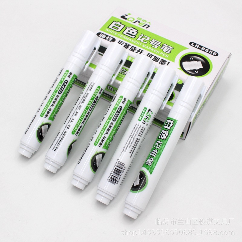 Bolígrafo aceitoso blanco, lápiz grande de secado rápido, lápiz impermeable para neumáticos de automóviles, bolsillo intercambiable, papelería sin decoloración