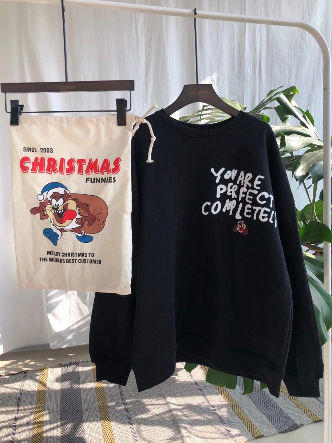 gules paper bag winter New products Big mouth Oversize Easy heavy industry Embroidery Hedging round neck Plush Sweater
