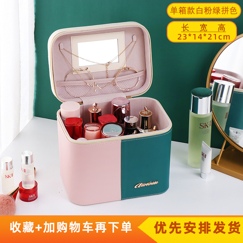 2023 nuevo color a juego bolsa de cosméticos portátil de gran capacidad para mujeres a prueba de polvo multi-funcional caja de almacenamiento de uñas profesional al por mayor