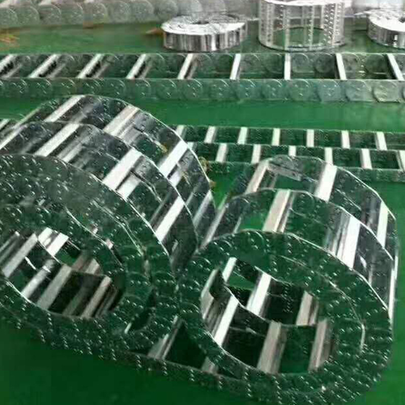 厂家定制机床桥式钢制拖链 不锈钢金属坦克链条 全封闭钢铝拖链