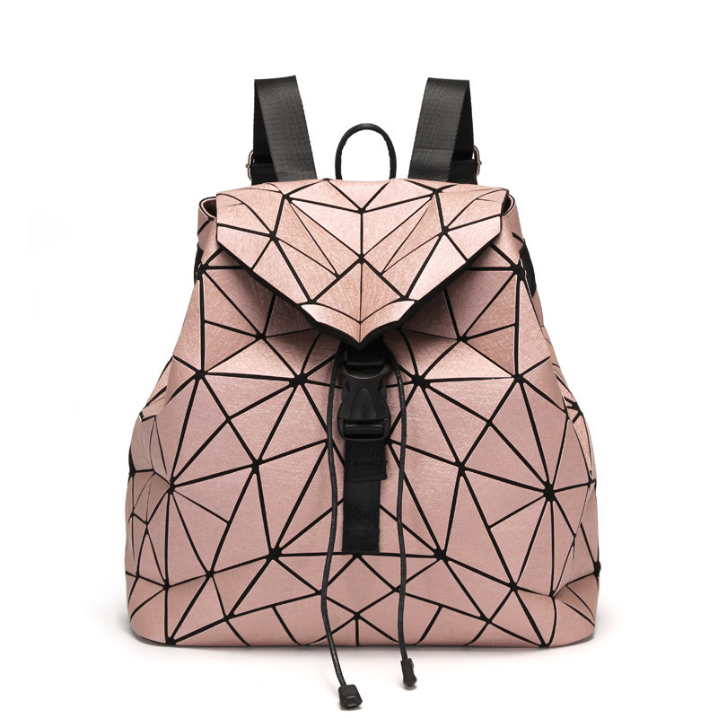 Drawstring Backpack For Women Trendy Matte Geometry Style Bag_voghion.com