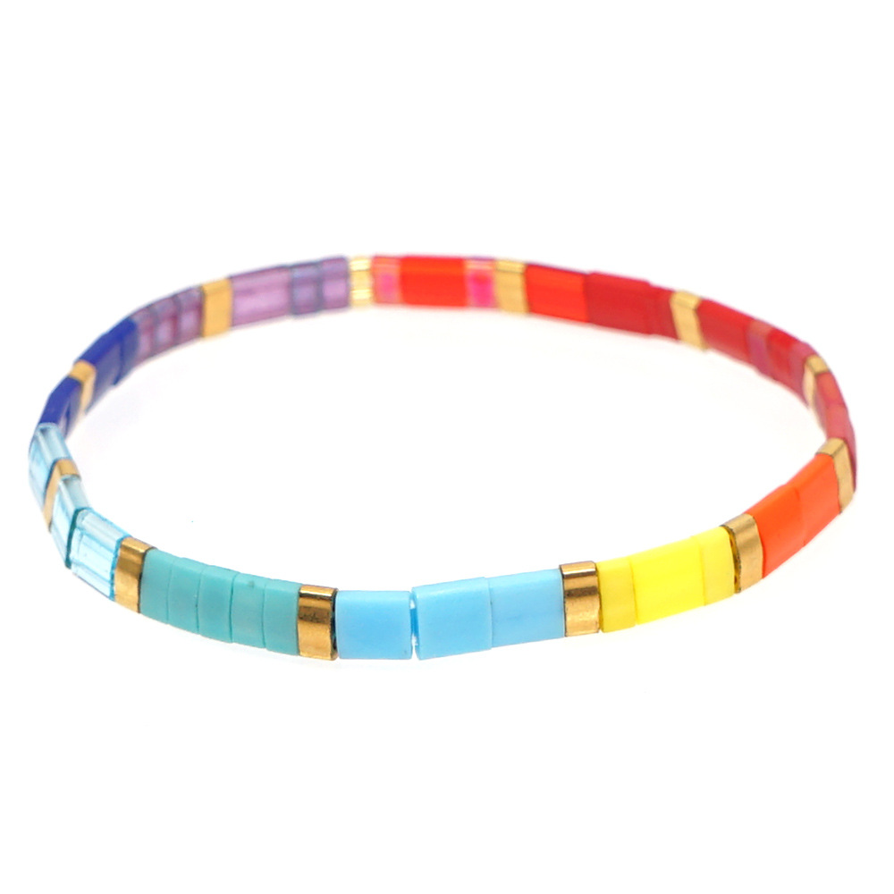 Kreative Böhmische Regenbogen Tila Reisperlen Handgemachtes Perlenarmband display picture 3