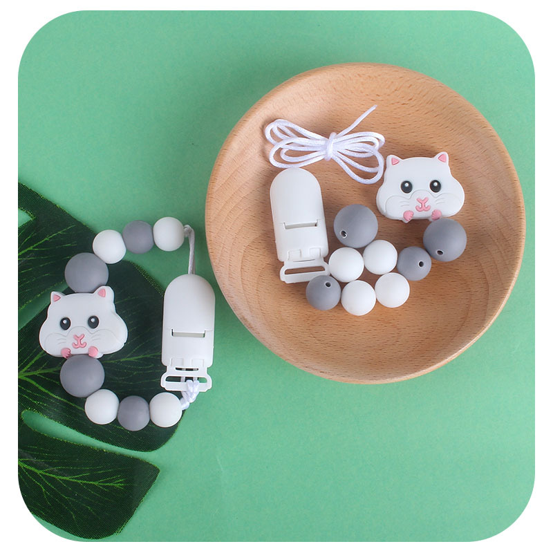 Bebé de plástico chupete clip bebé calmante Cadena de chupete de silicona hamster cadena anti-caída Amazon nueva caliente