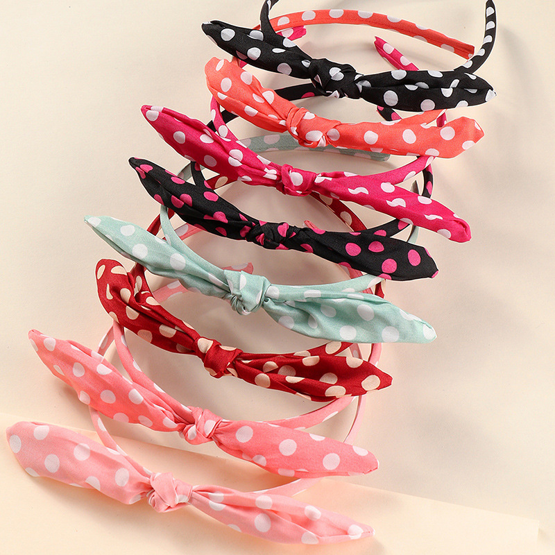 Koreanische Bowknot Polka Dot Kinder Haarband Set display picture 3